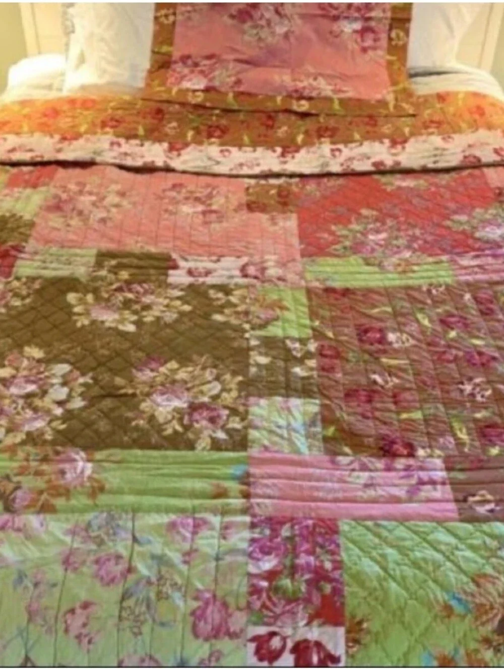 Pine Cone Hill COCO Queen Size Reversible Cotton Quilt Retired Pattern Vintage